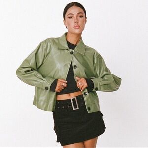 Princess polly green faux leather jacket